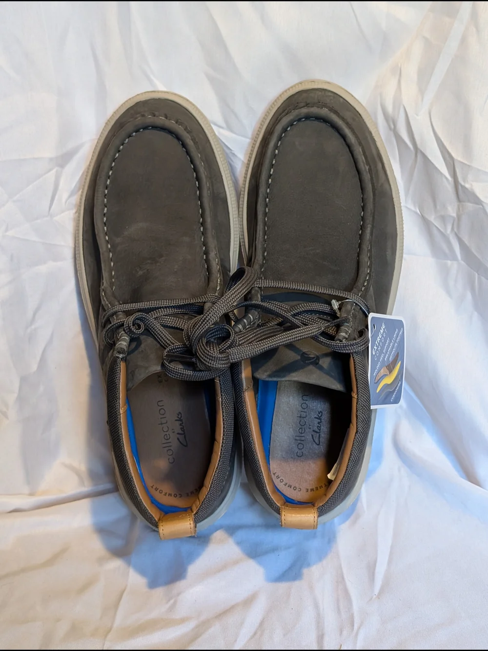 Clarks Men's Nubuck Chukka Boots in Gray with Tan Accents